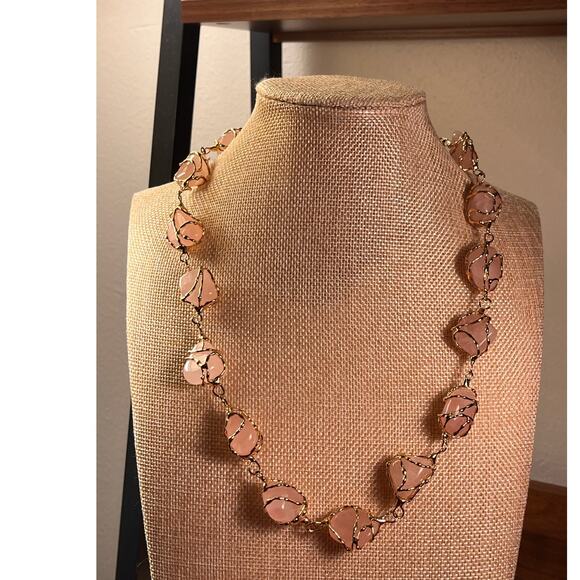 Vintage Wire Wrapped Rose Quartz Necklace – Natural Stone Boho Healing Crystal - Picture 3 of 8